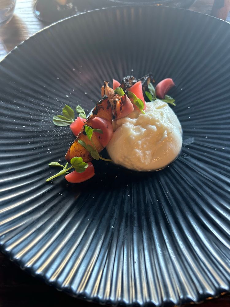 Roasted beets and various accoutrements. 