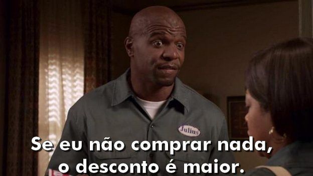 Terry Crews com os dizeres: se eu não comprar nada, o desconto é maior"