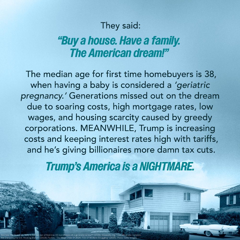 A graphic with a blue filter over a black and white photograph of a suburban street with houses and a classic car. The text on the image is in white and light blue. At the top, in small text, it says: 