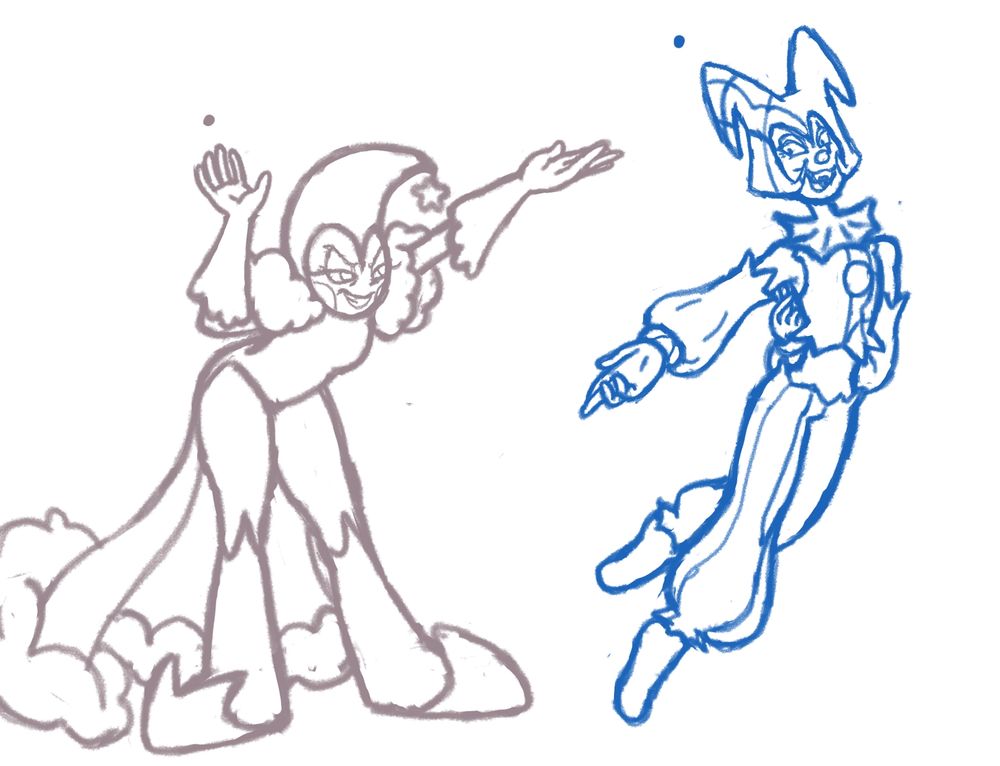 Digital WIP sketch of Aurorae and Darcnis + hands and faces