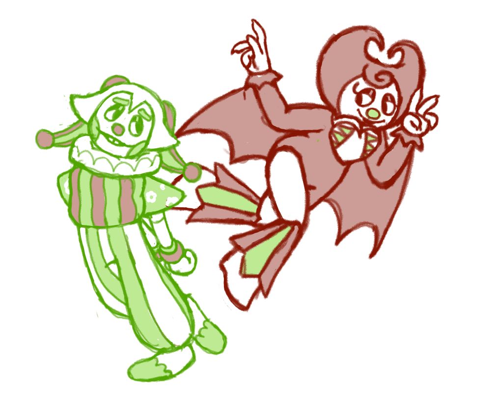 A digital rough sketch of my OC's, Fall'n and Floweur.