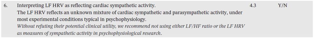 recommendation to not use LF/HF ratio as sympathetic measure