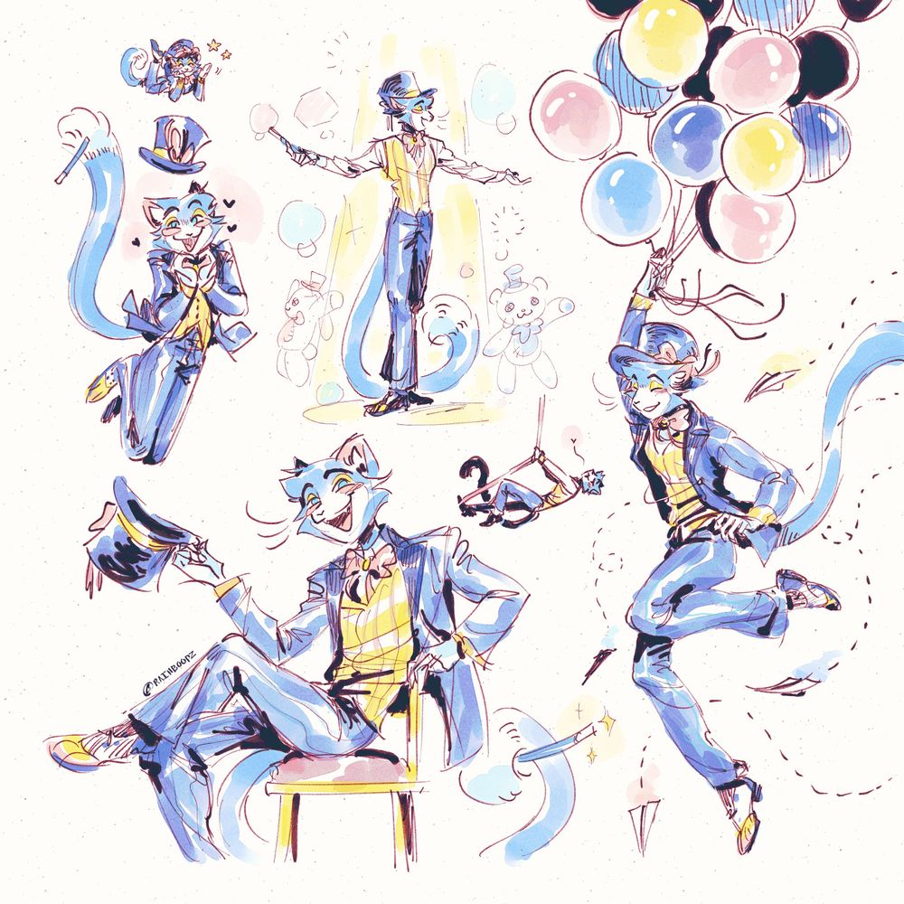 Magician Cerulean pose sketches. More chipper.