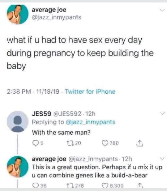 A Twitter post describing the genomic rearrangements that can occur in a build-a-bear to produce offspring with hybrid vigor.