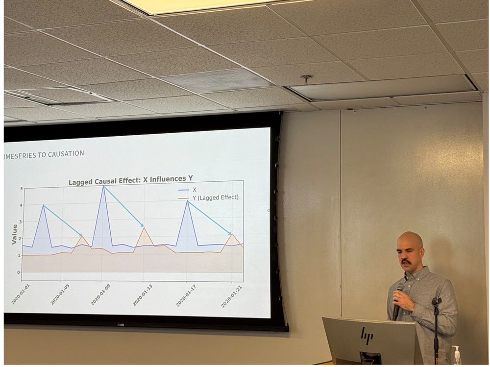 Me giving a talk about causal models