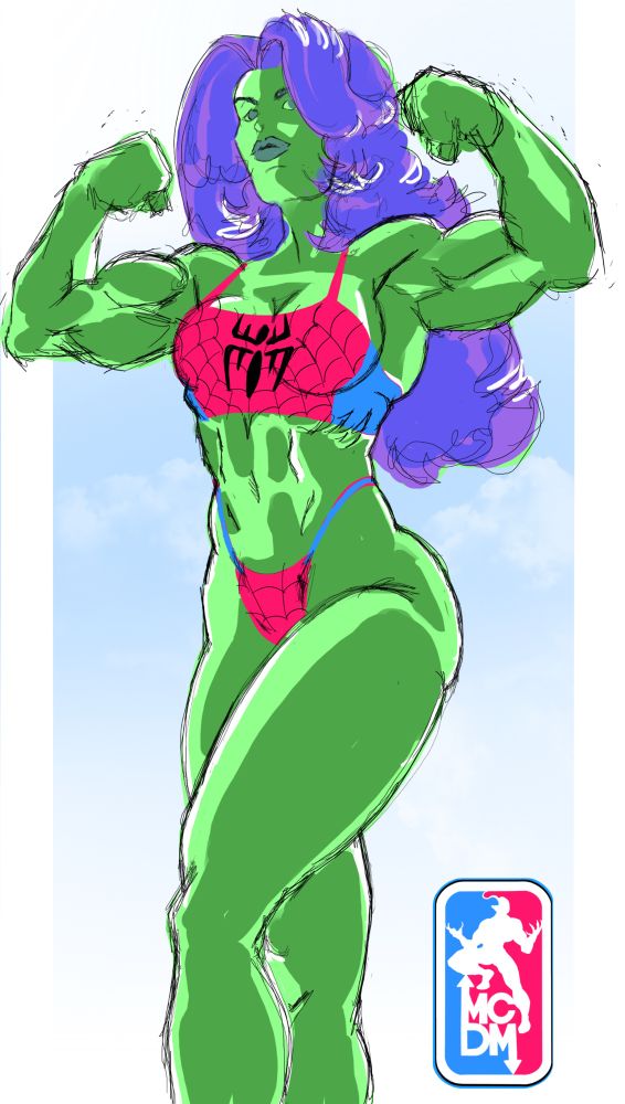 She hulk sporting a two piece spidey suit 
