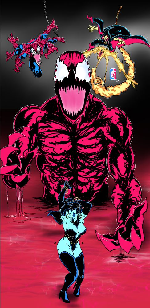 Composition with carnage, shriek, doppy, and demogoblin 