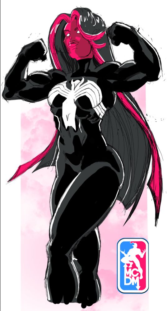 Betty with a venom symbiote.  Reference by Jenna meowri and inspired by red roller ball 