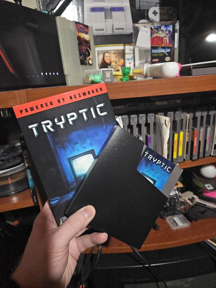 Abraxas is totally flexing his boxed copy of Tryptic for the NES