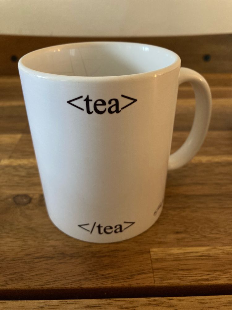 Other side of the cup, with an empty <tea></tea> markup