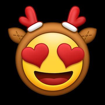 Smile with reindeer antlers and hearts for eyes