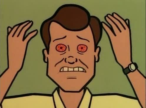 "Gah!" Jake Morgendorffer from MTV's cartoon Daria throwing his hands up and  seeing red