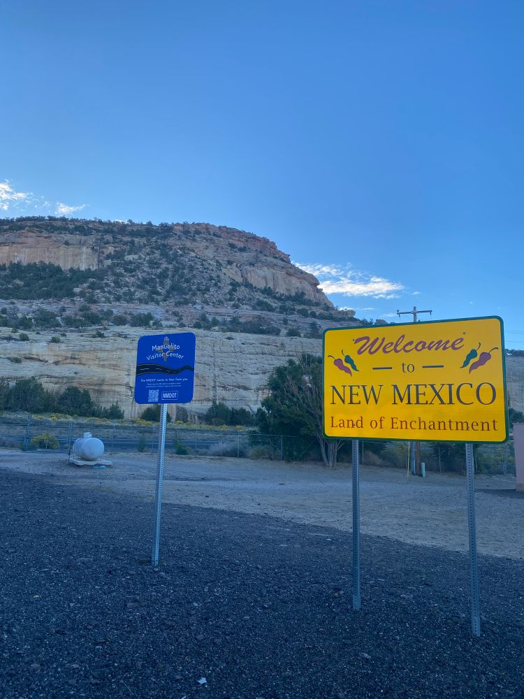 Welcome sign at the New Mexico visitor center. 