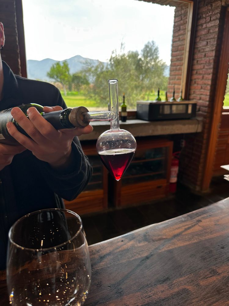 A butt plug, crack pipe contraption used to make wine taste better