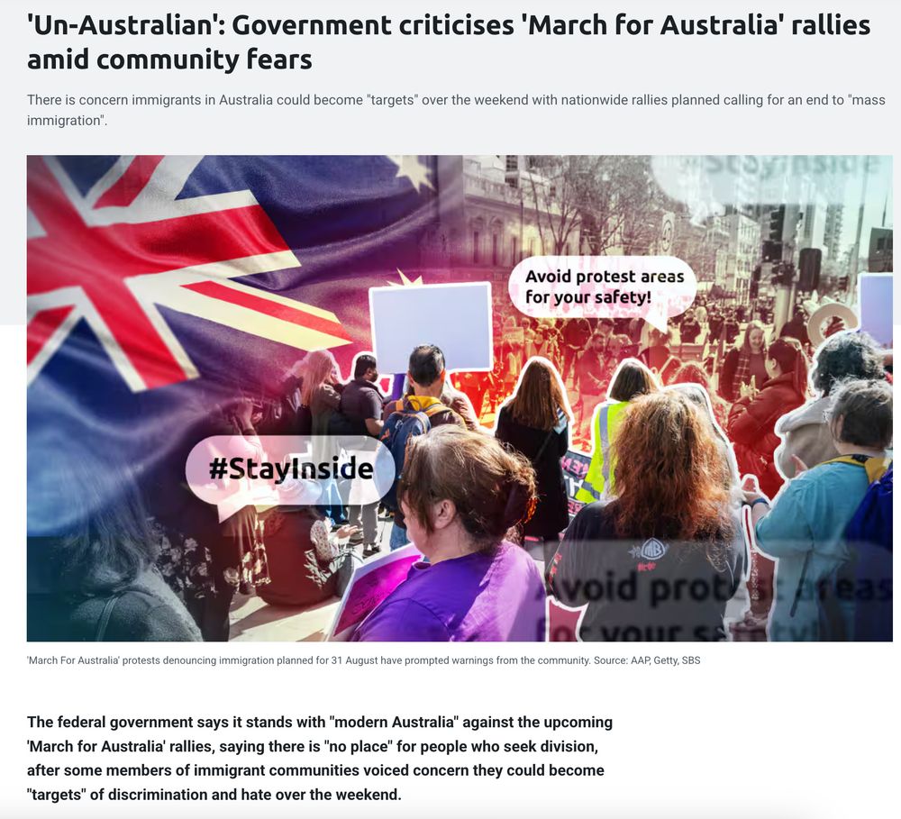 Screenshot from a 25 Aug SBS News article Title says: 