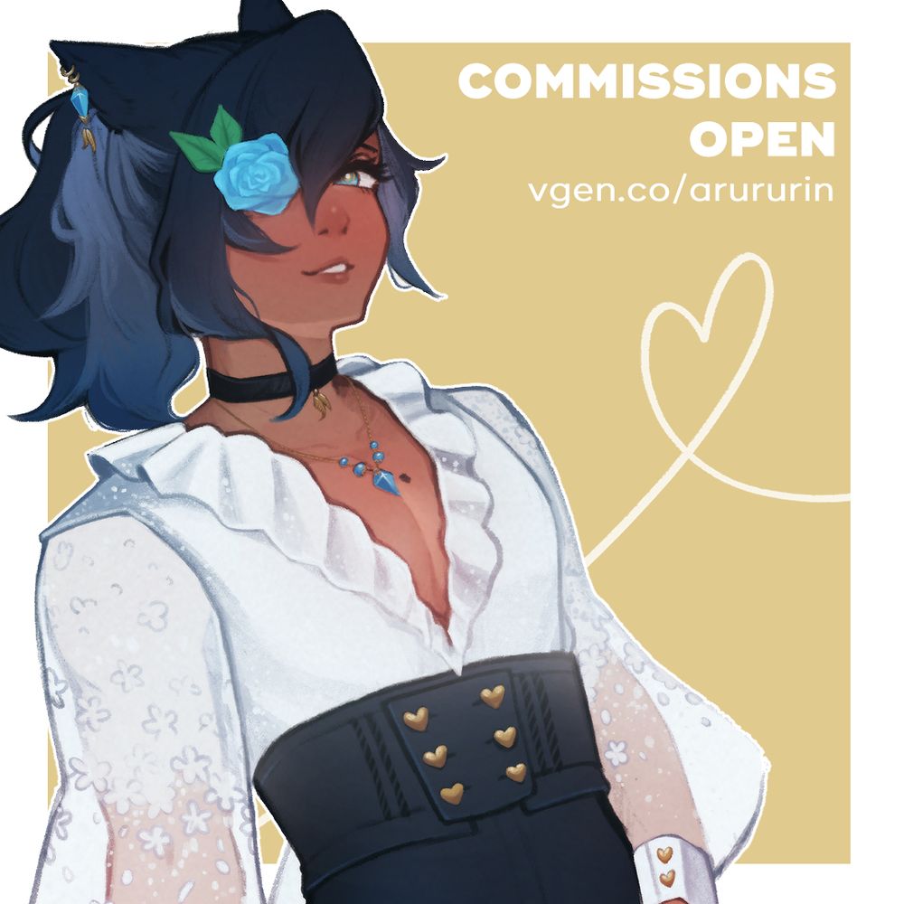 Graphic for Arururin's VGen commissions, featuring Elijah Weir.