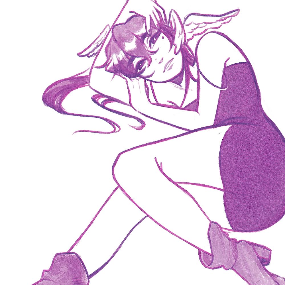 The same sketch of miccyart's OC Mir, but without color