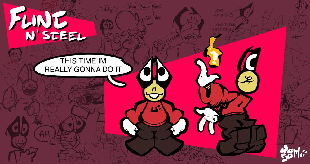 FLINT N' STEEL

"THIS TIME IM REALLY GONNA DO IT"

Flint is a long standing oc that started as the worlds worst joke and evolved into a little goober baby with big stupid sunglasses. He is beloved, not by many, but always by me.

oh and i forgot to add his pronouns its "he/him". make sure to subscribe