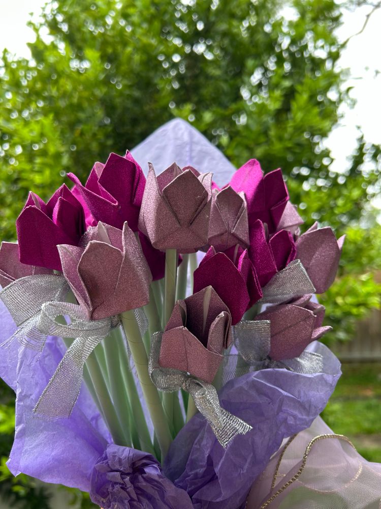 A bouquet of handmade flowers 