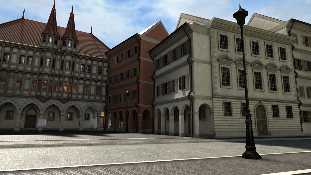 メタバースの欧州風の町