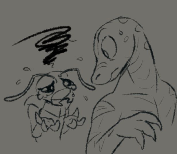eek is crying to his snake boyfriend about nothing