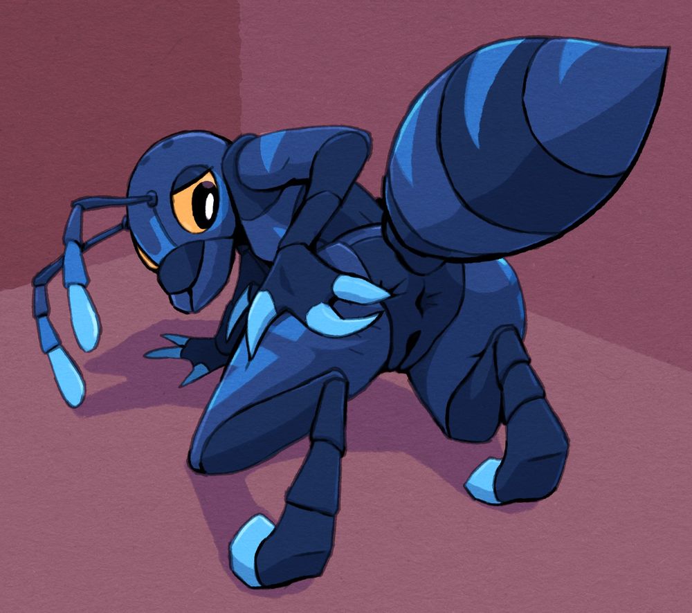digital art of Eek, an anthro ant, spreading ass