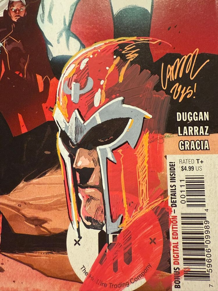 Color head remarque of Magneto on a comic 