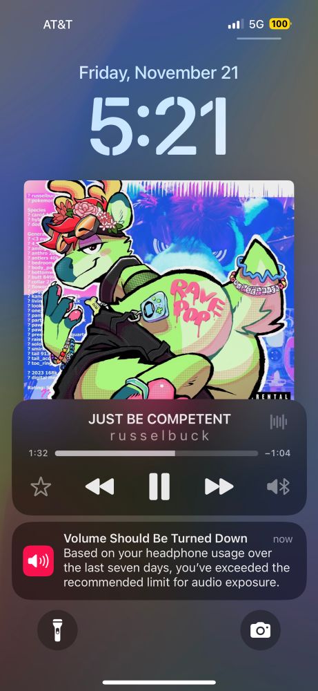 iPhone Lock Screen saying “volume should be turned down” under russelbuck’s Just Be Competent 