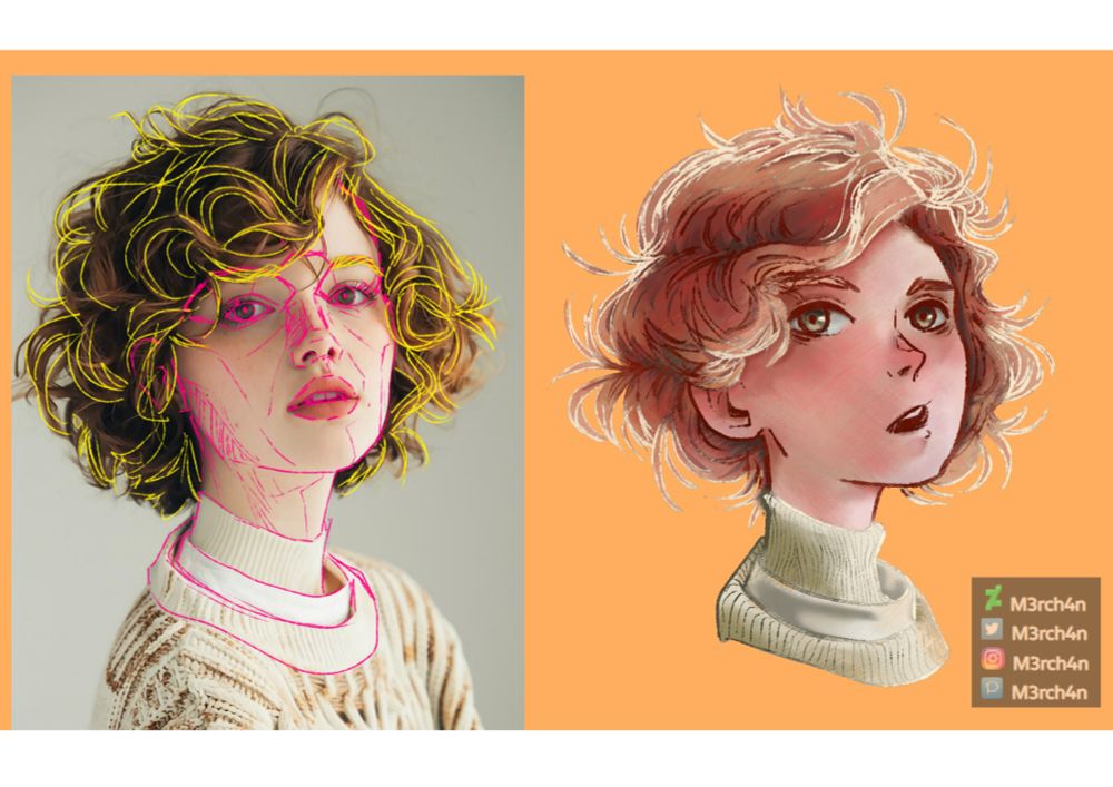 Here is my latest attempt at translating a reference to my artistic style! 💛

🖌️ Explore shapes, colors, and textures to

👉 If you like my art, follow me for more content like this!
🔗