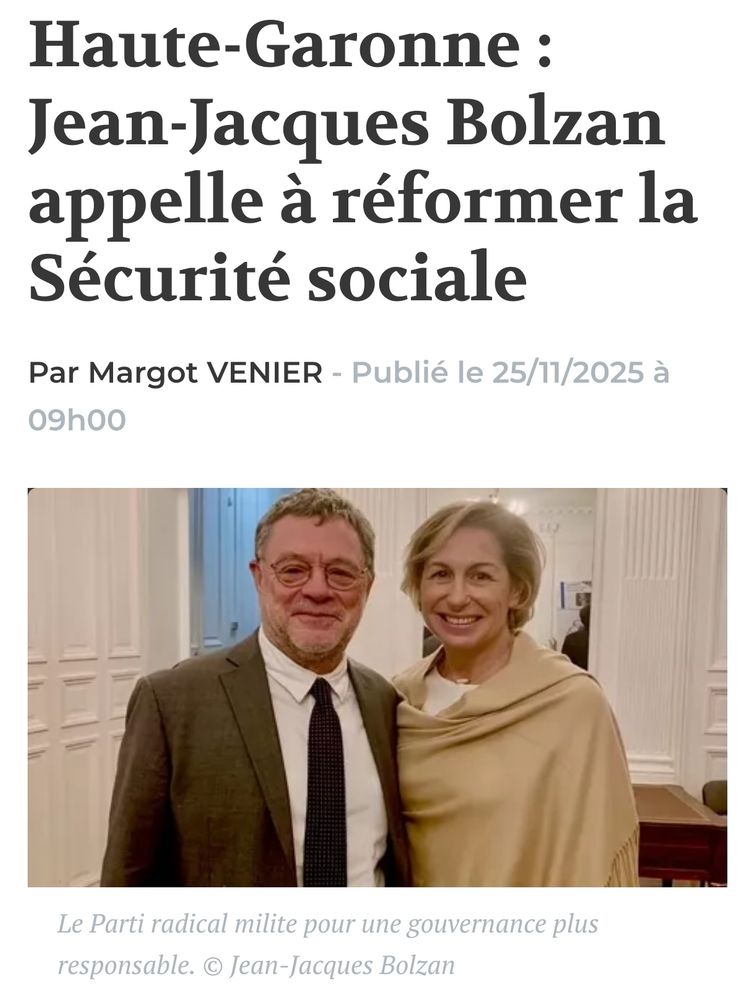 Haute-Garonne : Jean-Jacques Bolzan appelle à réformer la Sécurité sociale

Alors que le projet de loi de financement de la Sécurité sociale (PLFSS) est arrivé dans l'hémicycle du Sénat, le Parti radical, présidé en Haute-Garonne par Jean-Jacques Bolzan, appelle à un sursaut collectif pour garantir la pérennité du modèle social français.
