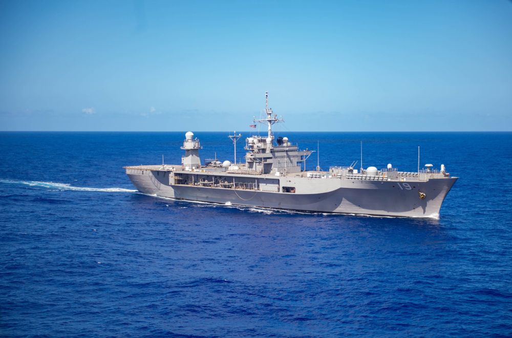 PHILIPPINE SEA (April 7, 2025) – The U.S. 7th Fleet flagship USS Blue Ridge (LCC 19) conducts routine operations while underway in the Philippine Sea, April 7, 2025. The Blue Ridge and embarked U.S. 7th Fleet staff conduct regular Indo-Pacific patrols to deter aggression, strengthen alliances and partnerships, and advance future warfighting capabilities. (U.S. Navy photo by Mass Communication Specialist Seaman Alajia Williams)