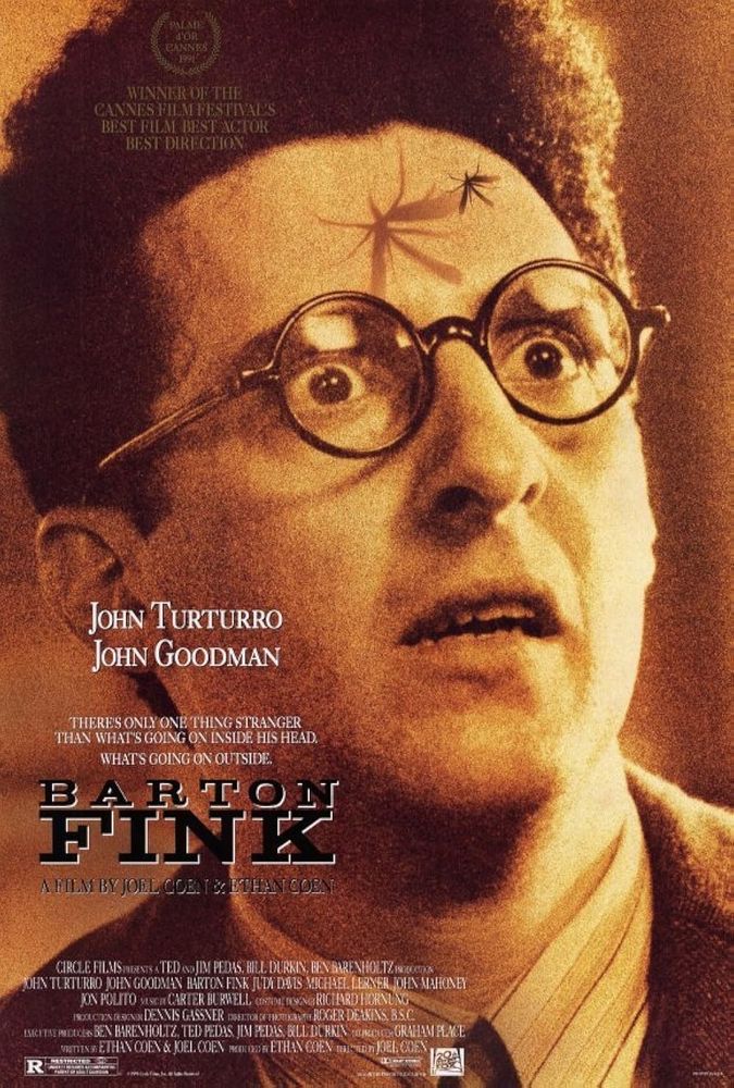 The poster for the 1991 movie Barton Fink, starring John Turturro and John Goodman, directed by The Coen Brothers.