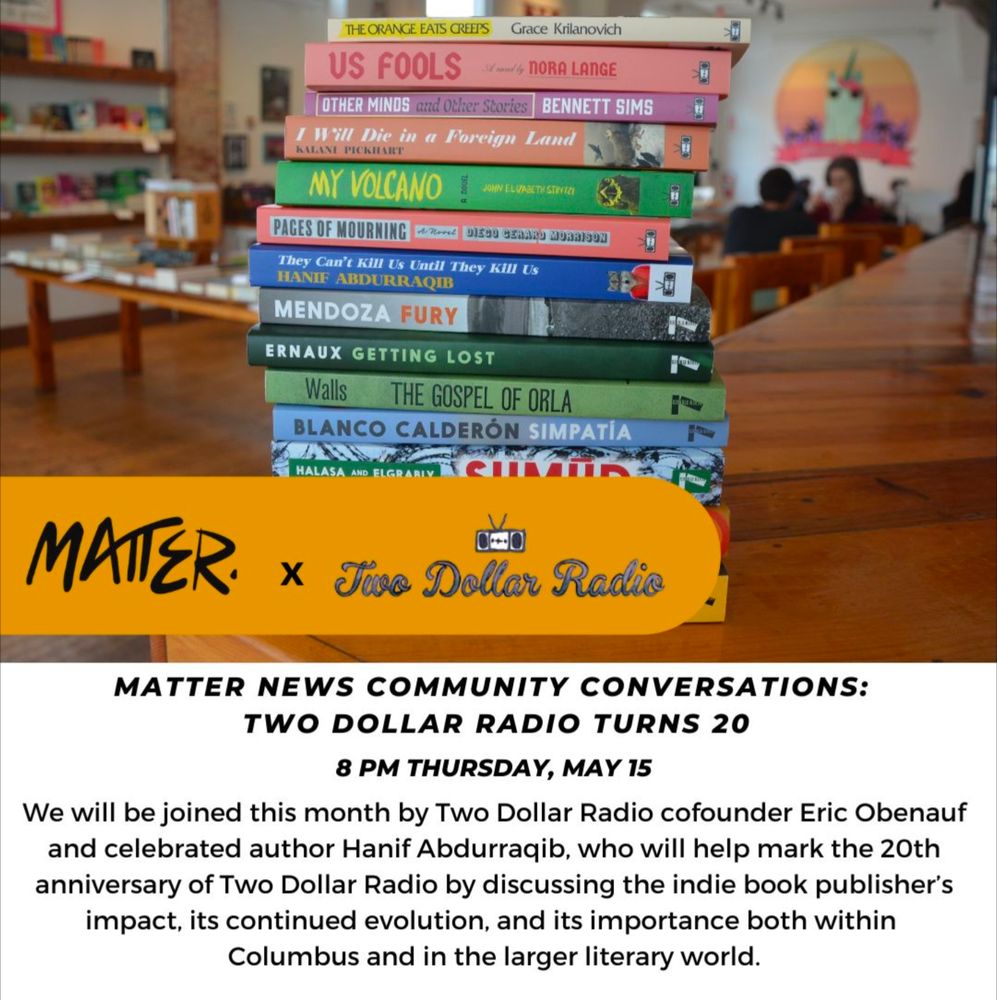 Flyer for the Matter News Community Conversation with Two Dollar and Hanif Abdurraqib 