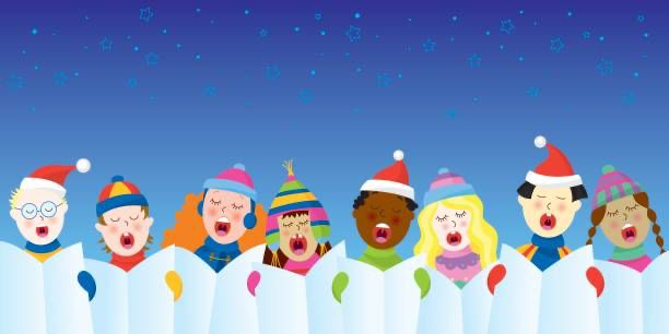 Multiracial Christmas carolers