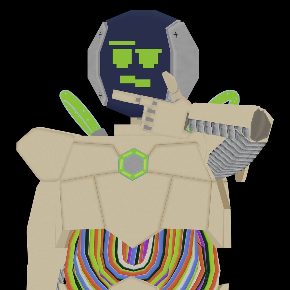 An image of my Vtuber avatar with fingers to his chin