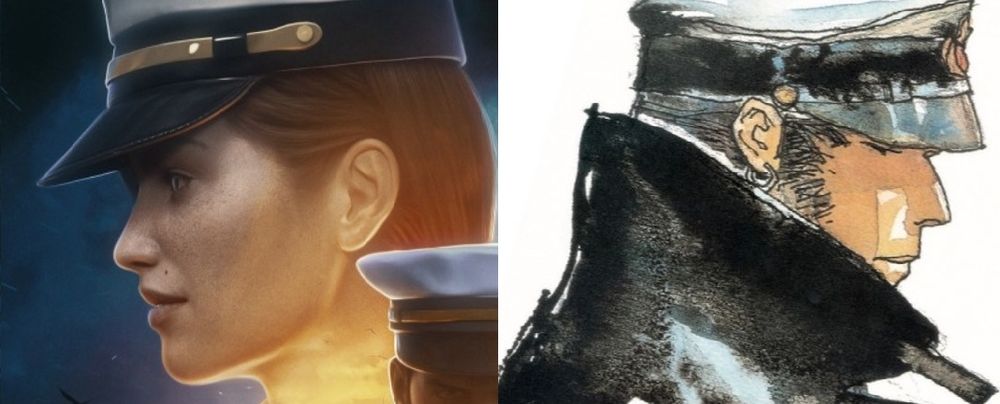 Left: A snip from the cover of my book 'Harmsleave', depicting the main character(by Studio Miblart). Right: Corto Maltese, an adventurer from comics by Hugo Pratt.