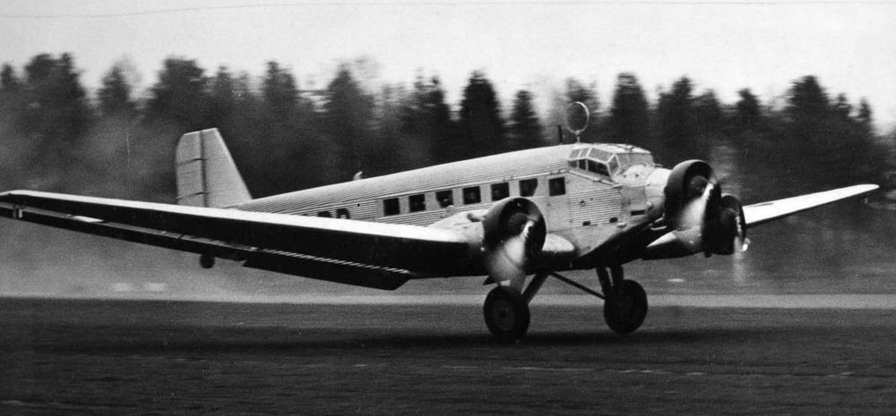 AB Aerotransport's Junkers Ju 52 "Södermanland" SE-ADR was the first airliner landing to the fresh Malmi Airport on 16 Dec 1936. (Aarne Pietinen) 
