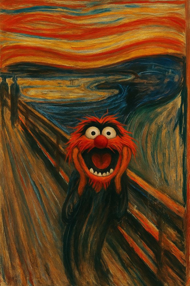The Muppets Animal screaming in a pastiche of Edward Munch The Scream