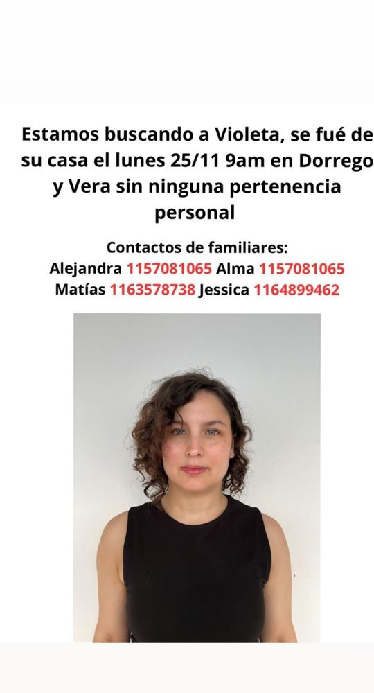 Pedido de difusión de una persona desaparecida 