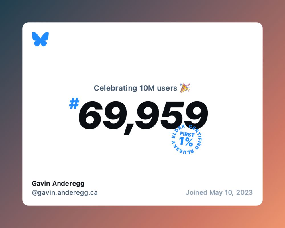 I was user #69,959 to join Bluesky.