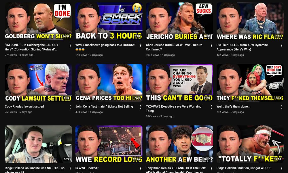 Douchebag wrestling Youtuber and his shitty thumbnails. 