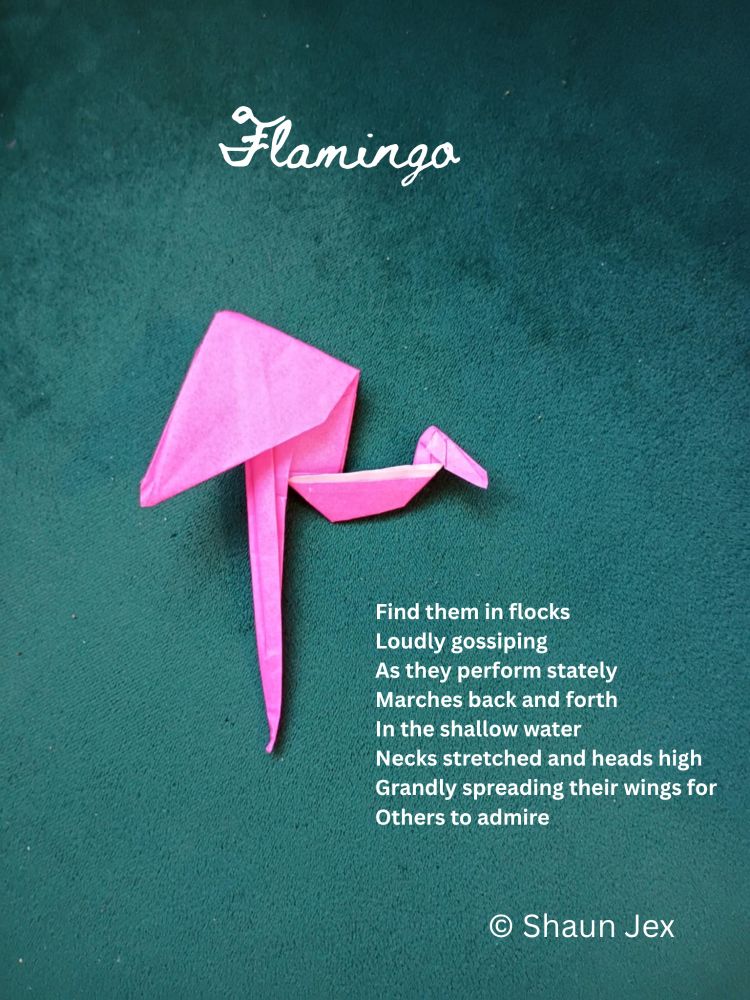 an origami flamingo 