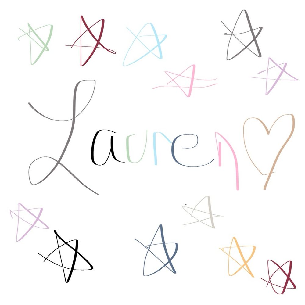 Lauren written in eras colors with stars and a heart