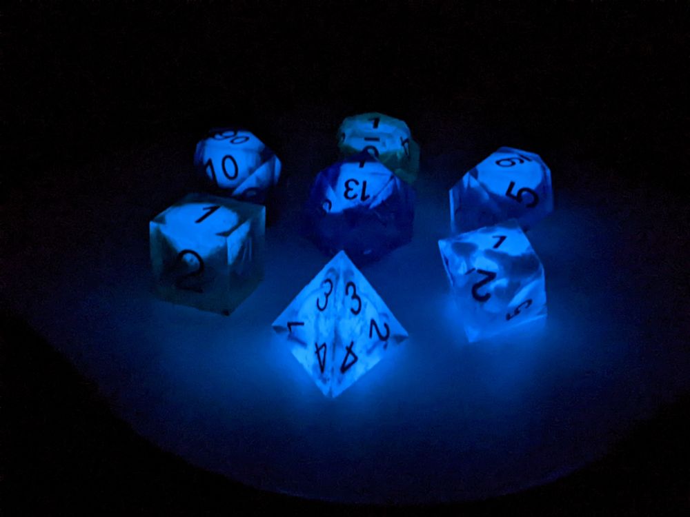 Sonic themed chaos emerald glow in the dark dice