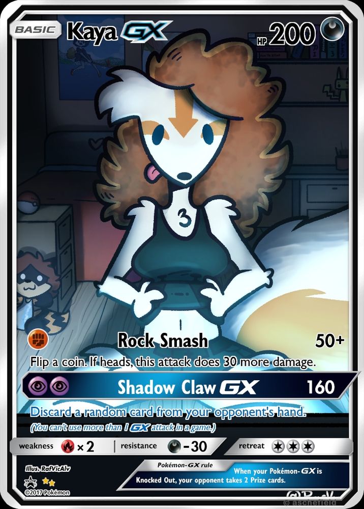 Kaya, a shiny Linoone in a pokemon card format.