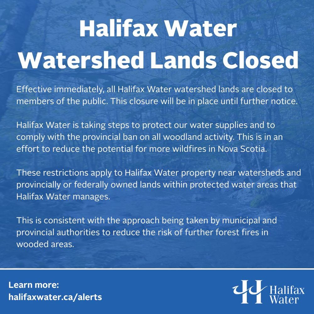 A blue background with the full text of the PSA. The Halifax Water logo is in the bottom right corner. 