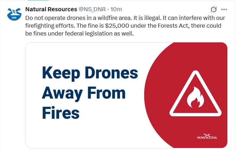 wildfire alert icon with a message that reads Keep Drones Away From Fires