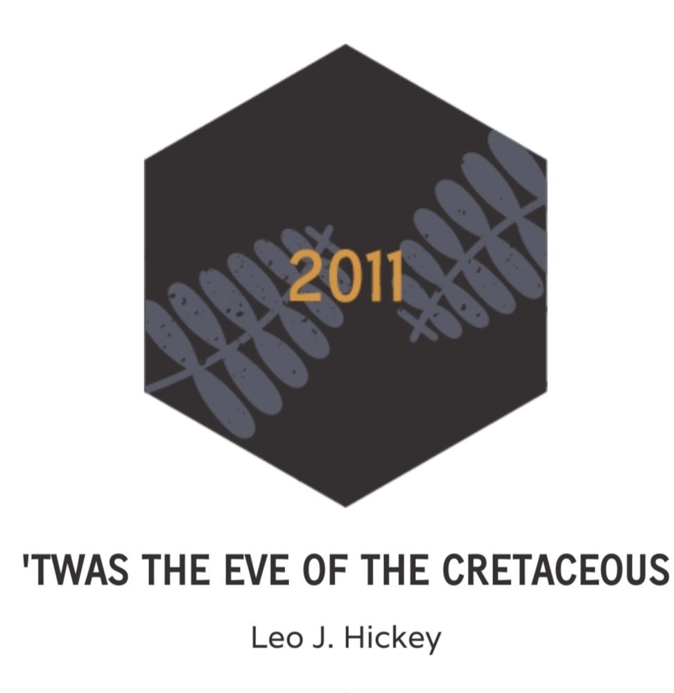 Screenshot of our blog main page. A hexagonal tile with a fern motif reads "2011" and underneath it says 'Twas the Eve of the Cretaceous by Leo J Hickey.