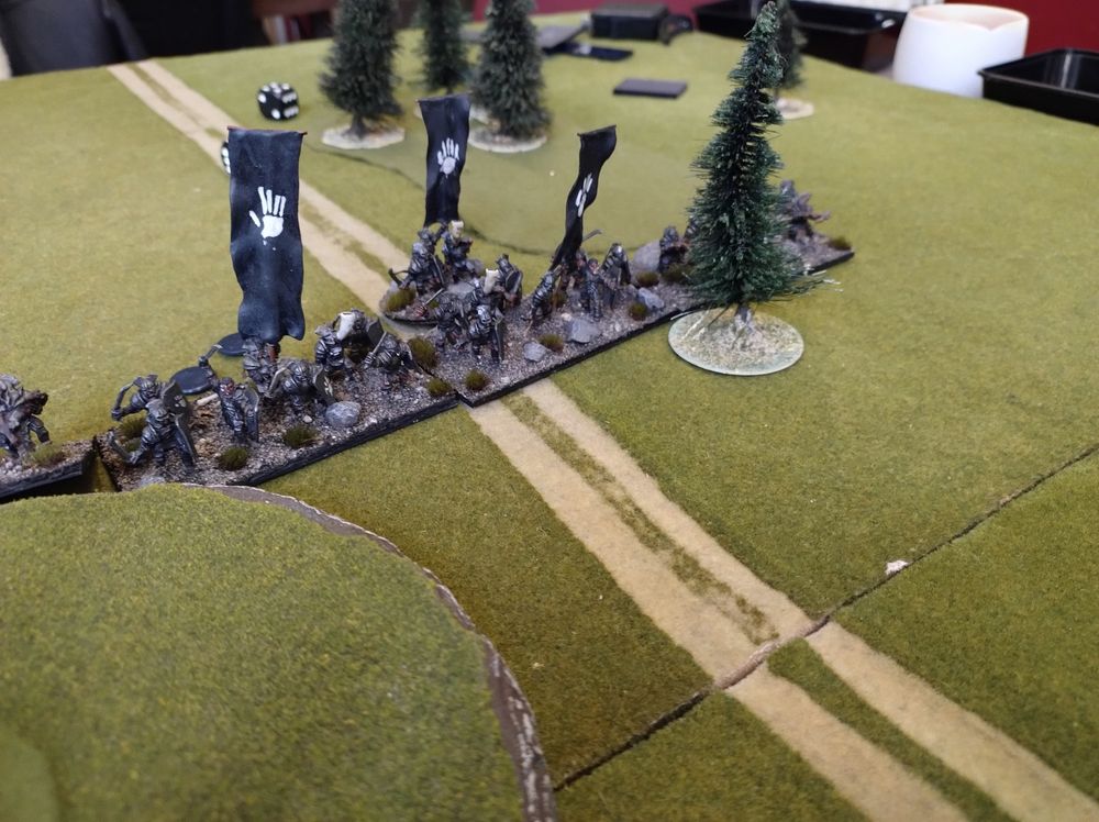 15mm Uruk-Hai advancing towards the Dwarven right wing.