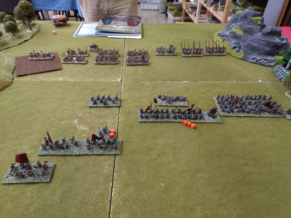 Fantasy wargame in 15mm. A dwarven army facing undead.